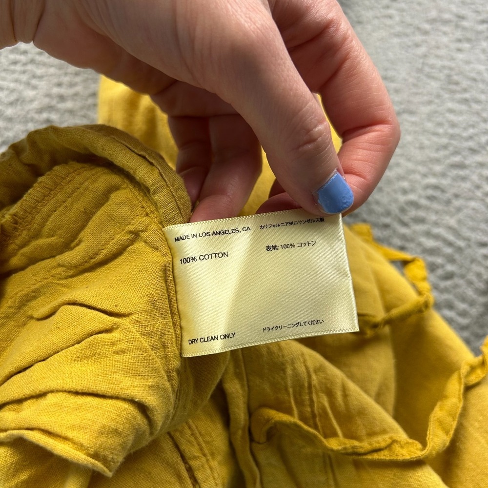 AIREI Mens Yellow Khadi Drawstring Trousers Cotton Wide Leg 100% Cotton XS - Picture 8 of 13
